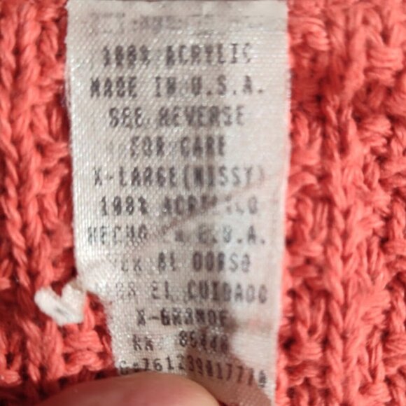Vintage Bobbie Brooks Button Down Cardigan Sweater Women's Extra Large Peach - Picture 8 of 8